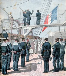 Gruß an die Flagge, französische Marineübungen, 1891