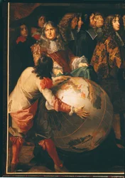 Jean-Baptiste Colbert (1619-83) stellt die Mitglieder der Königlichen Akademie der Wissenschaften Ludwig XIV. (1638-1715) vor, Detail der linken Seite, ca. 1667 (Detail)