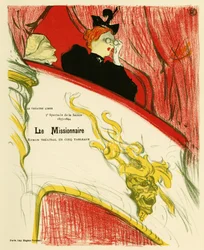 Eine Frau in einer Theatergarderobe mit einem Fernglas