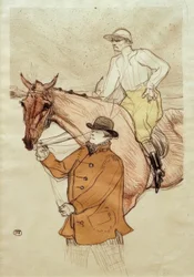 Der Jockey auf dem Weg zum Pfosten