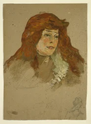 Mme Lili Grenier (recto); Landschaft mit Kirche (verso)