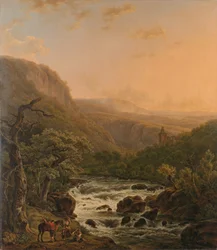Fluss in den Ardennen bei Sonnenuntergang