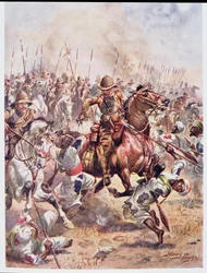 Angriff der 21. Ulanen, Illustration aus „Glorious Battles of English History“ von Major C.H. Wylly, 1920er Jahre