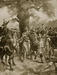 St. Edmund von den Dänen getötet, 870 n. Chr., Illustration aus 