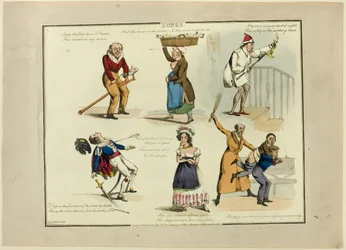 Tafel aus Illustrationen zu beliebten Liedern