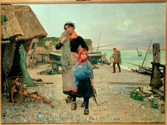 Fischer kehren mit ihren Netzen zurück, 1882
