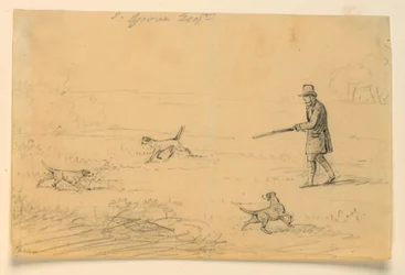 Studie eines Gentlemans mit drei Hunden, auf der Jagd