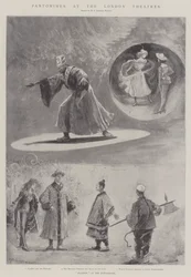 Pantomimen in den Londoner Theatern (Lithografie)