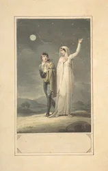 Nächtliche Landschaft mit zwei Figuren, Entwurf für eine Buchillustration, 1807-44