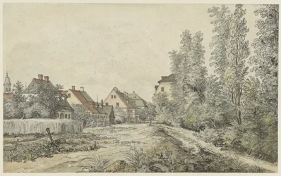 Dorfstraße mit Häusern (in Deutschland?)