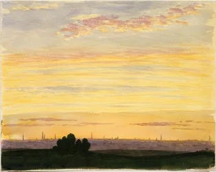Stadt und Sonnenuntergang