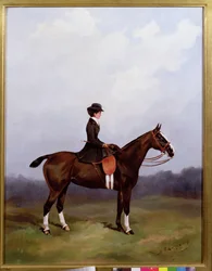 Dame reitet im Damensattel