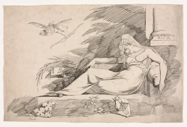 Schlafende Frau mit einem Amor, 1780-1790