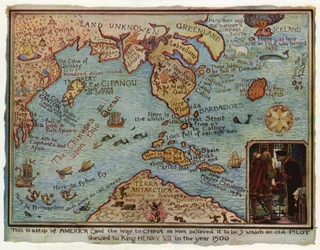 Eine imaginäre Karte von Amerika, 1500