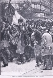 Eine Berliner Pariser Menge erklärt den Krieg