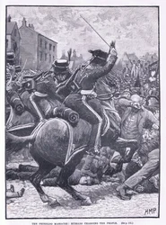 Das Peterloo-Massaker: Husaren greifen das Volk an, 1819 n. Chr.