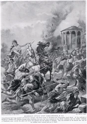 Boudiccas Angriff auf Camulodunum, Illustration aus 