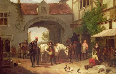 Szene vor einem Gasthaus in Holland