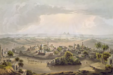 Die Pyramiden von Kairo, graviert von Daniel Havell, 1809