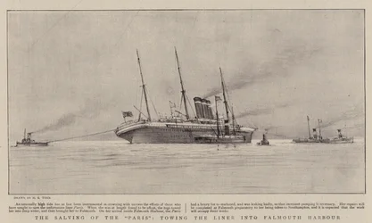Die Bergung der Paris, Schleppen des Liners in den Hafen von Falmouth