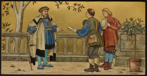 Der Richter, Plakette mit einer Illustration aus Shakespeares Sieben Lebensalter, Minton Ware, Staffordshire, 1874