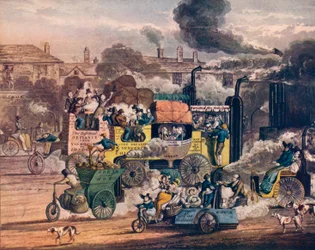 Der Fortschritt des Dampfes - Ein Blick auf die White Chapel Road, 1905