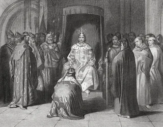 König Richard II. schlägt die Könige von Connaught, Ulster, Thomond und Leinster im Jahr 1394 zum Ritter, 