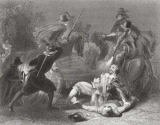 Der Mord an Lord Kilwarden durch Robert Emmets Rebellen in Dublin, Irland, 1803, aus 