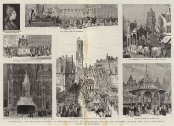 Historische und religiöse Prozession in Brügge, Belgien, zur Erinnerung an den seligen Karl den Guten, den dreizehnten Grafen von Flandern