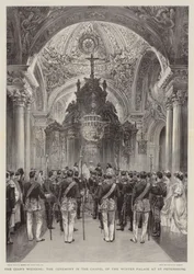 Die Hochzeit des Zaren, die Zeremonie in der Kapelle des Winterpalastes in St. Petersburg