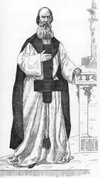 Porträt von Pierre Eugène Vintras (1807-1875) (Pierre-Michel-Élie), einem Arbeiter, der vorgab, die Reinkarnation des Propheten Elija zu sein. Zeichnung von Henry de Malvost aus „Satanismus und Magie“ von Jules Bois, 1895. Privatsammlung