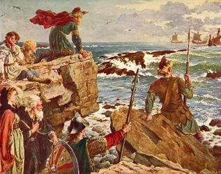 Die Dänen segeln den Ärmelkanal hinauf, ca. 877. Aus Cassell
