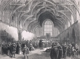 Staatsprozess in der Westminster Hall zur Zeit von Elisabeth I.