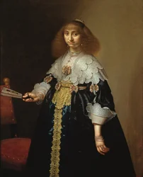 Porträt einer Dame in einem aufwendig bestickten Kostüm, 1640