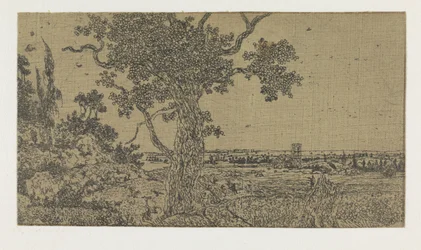 Landschaft mit einer Eiche und einer fernen Aussicht