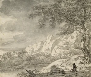 Gebirgslandschaft mit Wanderer