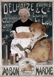 Werbeplakat für die Delhaize Frères & Cie Kekse