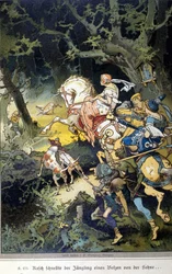 Illustration von Vogel für ein Märchen der Brüder Jacob (1785-1863) und Wilhelm (1786-1859) Grimm