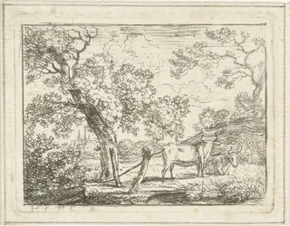 Landschaft mit zwei Kühen