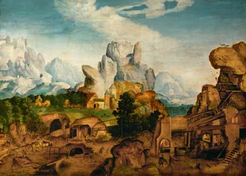 Industrielandschaft mit Mine und Eisenhütte