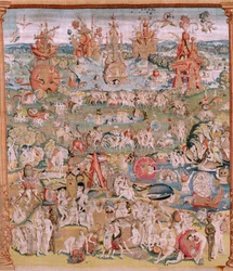 Flämischer Wandteppich. Serie Vier Wandteppiche nach Hieronymus Bosch. Der Garten der Lüste. Vor 1560.