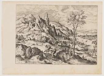 Daphne von Apollo verfolgt, aus Landschaften mit biblischen und mythologischen Szenen