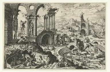 Ruinenlandschaft mit dem reuigen Hieronymus