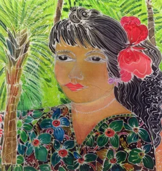 Dame mit Hibiskus