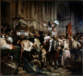 Französische Revolution: Die Eroberer der Bastille vor dem Hôtel de Ville von Paris im Jahr 1789 von Hippolyte Delaroche (1797-1856) 1839