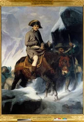 Porträt Napoleons Bonaparte (1769-1821) bei der Überquerung des Großen Sankt Bernhard im Jahr 1800. 1848. Maße: 2,22 x 2,89 m.