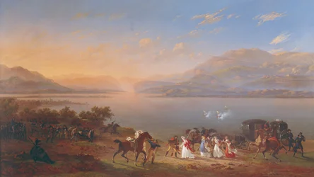 Kaiserin Josephine (1763-1814) besucht Napoleon (1769-1821) in Italien am Ufer des Gardasees