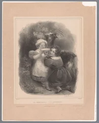 Zwei Kinder trinken Ziegenmilch (La Campagne)