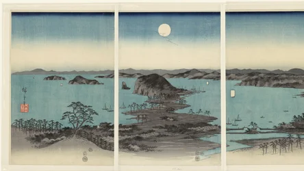 Abendpanorama der acht Ansichten von Kanazawa in der Provinz Musashi