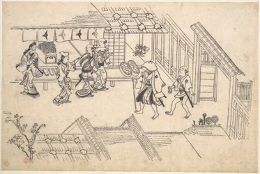 Der Eingang zu Ageya-machi, aus der Serie „Szenen im Yoshiwara“ (Yoshiwara no tei)